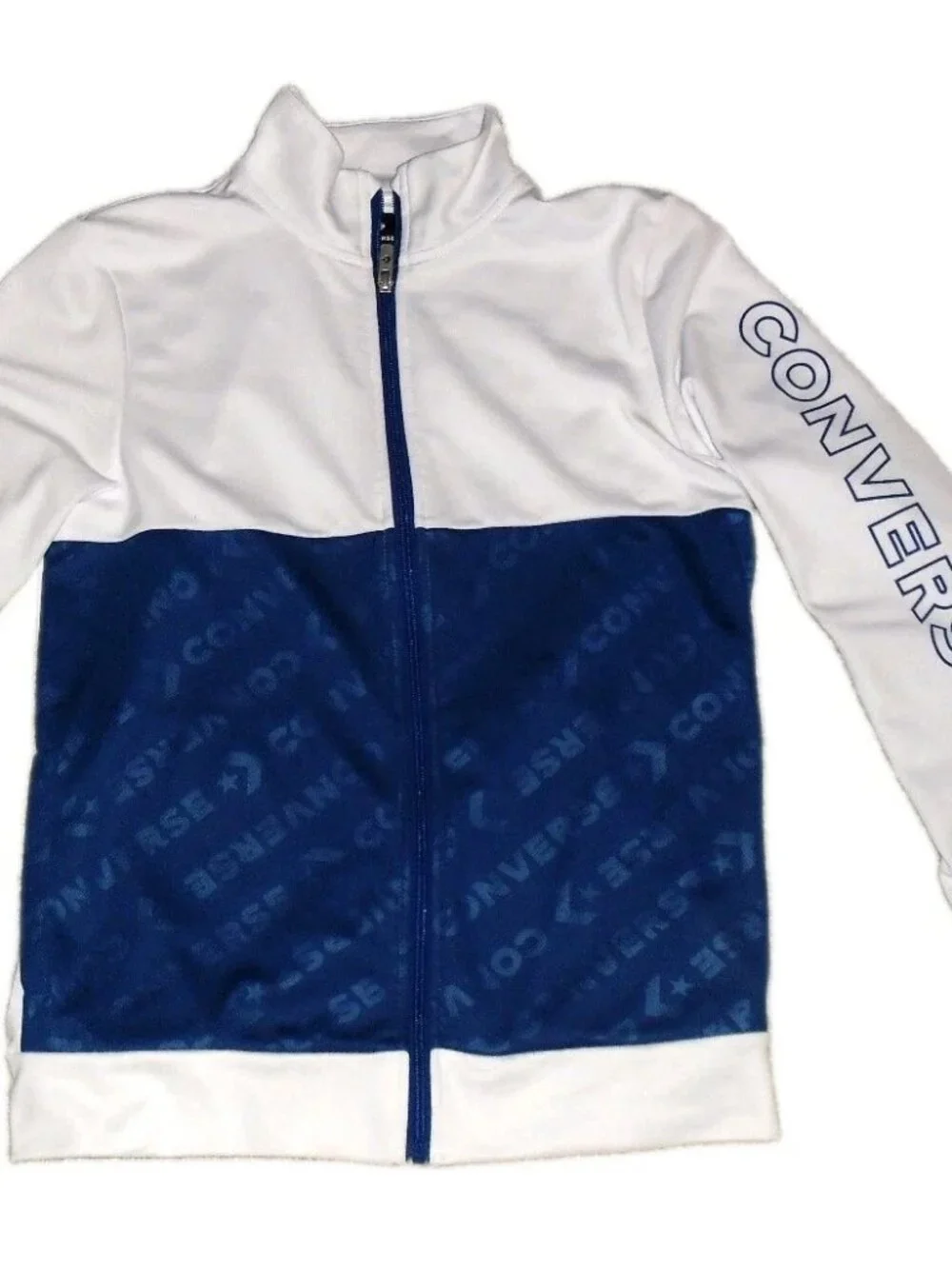 Converse Kids Youth Full Zip White Blue Track Jacket Full Zip shirt sz. XL 13-15
